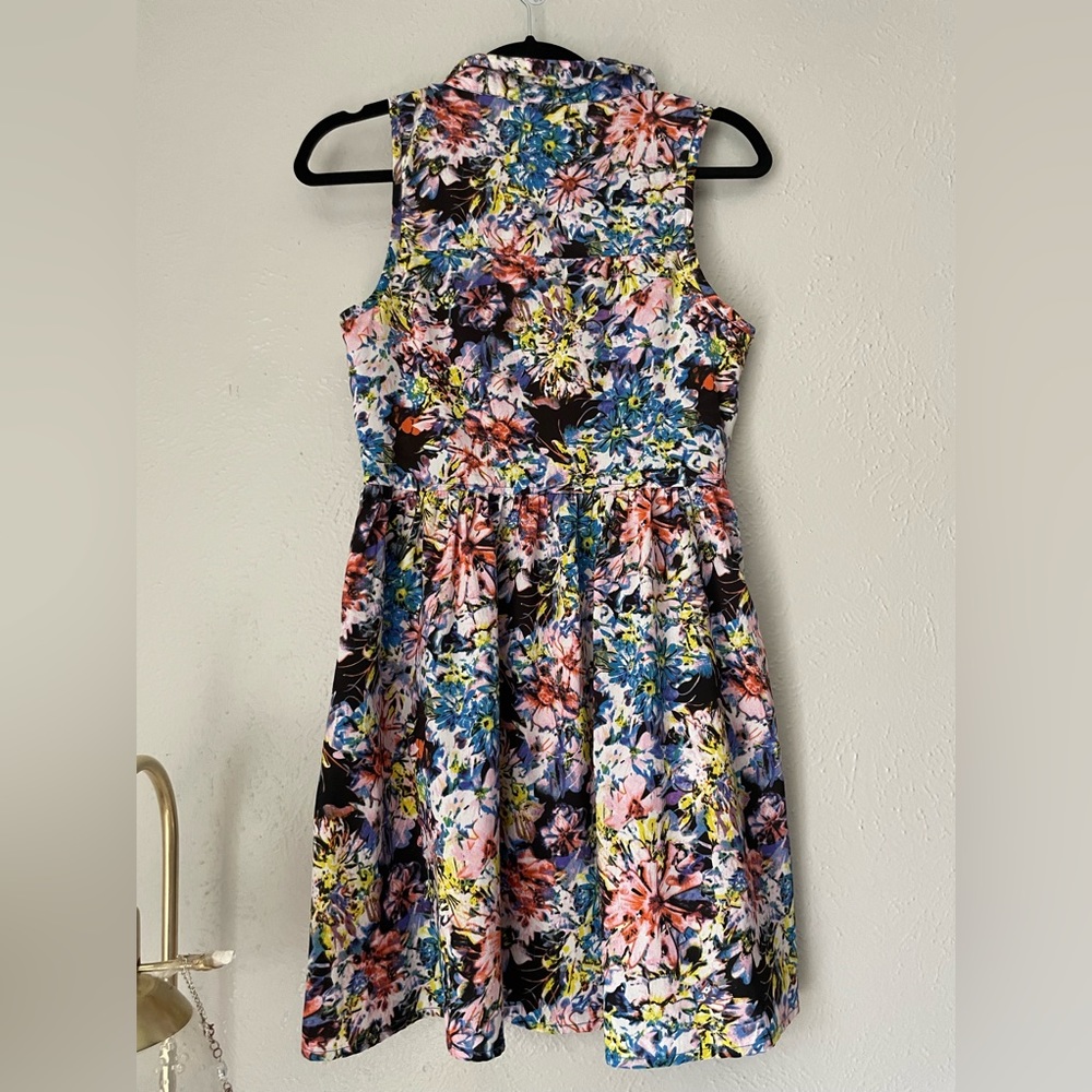 Band of Gypsies Floral Collared Button Up Shirt Dress - Picture 3 of 8